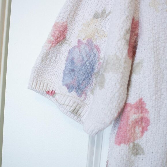 Ditsy Pastel Floral Knit Sweater Donnkenny Short Sleeve Stretch S | Light Summer - Picture 4 of 9